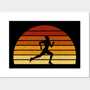 Vintage Sunset Running Gift For Runners Posters and Art